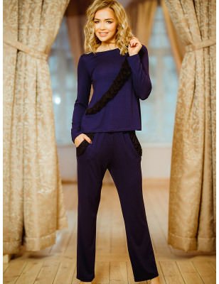 Viscose Blend Loungewear Set with Tulle Frills