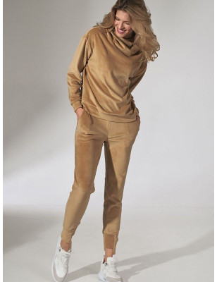 Beige Hooded Sweatshirt - Ultra Soft Velour, Cozy & Stylish