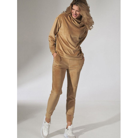 Beige Hooded Sweatshirt - Ultra Soft Velour, Cozy & Stylish