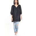 Pointed Neckline Tunic, 3/4 Sleeves with Cuffs