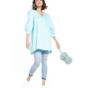 Pointed Neckline Tunic - 3/4 Sleeves, Stylish Cuffs