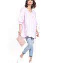 Pointed Neckline Tunic - 3/4 Sleeves, Stylish Cuffs