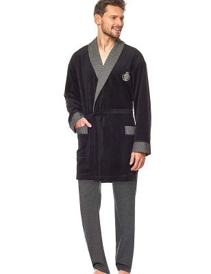 Luxury Men's Bathrobe Shawl Collar Embroidered Robe