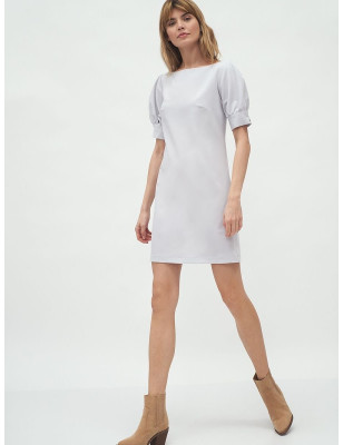 Simple Elegant Buffet Sleeve Dress Boat Neckline