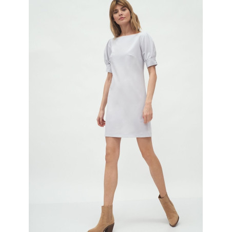 Simple Elegant Buffet Sleeve Dress Boat Neckline