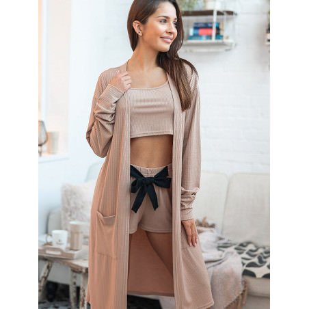 proLong Ribbed Knit Cardigan Pockets No Fasteners_Dressing Gowns, Bathrobes for Women