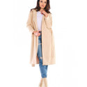 Polish Suede Coat for Women - Elegant & Versatile Adjustable Waist Style