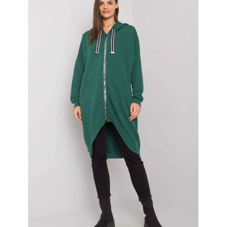 Ladies Extended Zip Up Sweatshirt - Deep Green Forest