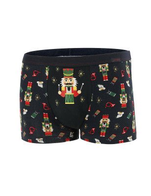 Men's Navy Blue Christmas Boxer Shorts