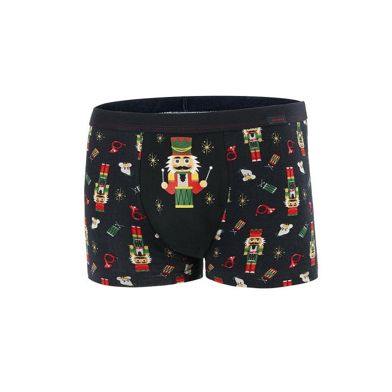 Christmas Boxer Shorts | Navy Blue Cotton Comfort  | Polish Cornette