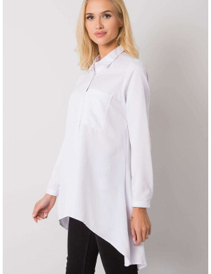 White Shirt Elongated Back Design Versatile Classic Button-Down