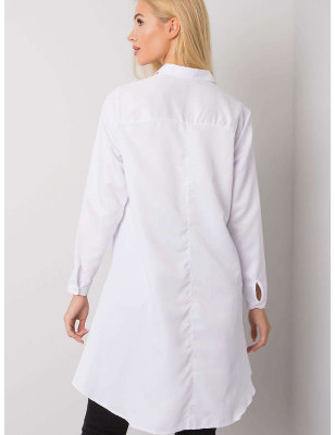 White Shirt Elongated Back Design Versatile Classic Button-Down