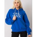 Dark Blue Oversized Hoodie, Cozy Women's Sweatshirt