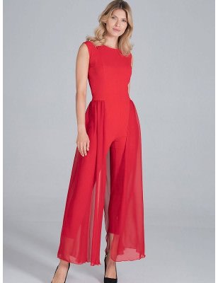 Chiffon Jumpsuit Sleeveless Elegant Back Slit