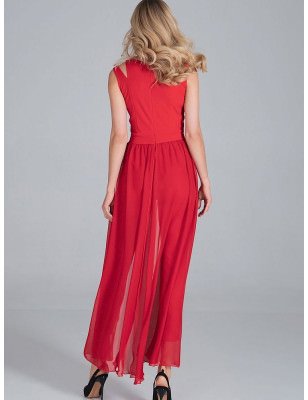 Chiffon Jumpsuit Sleeveless Elegant Back Slit