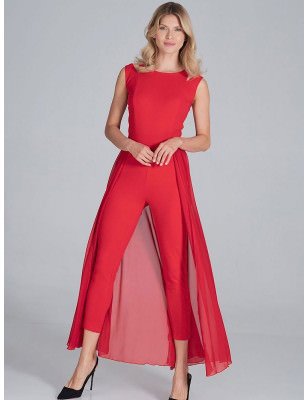 Chiffon Jumpsuit Sleeveless Elegant Back Slit