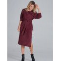 Cozy Winter Midi Dress - Long Sleeve, Half Round Neckline