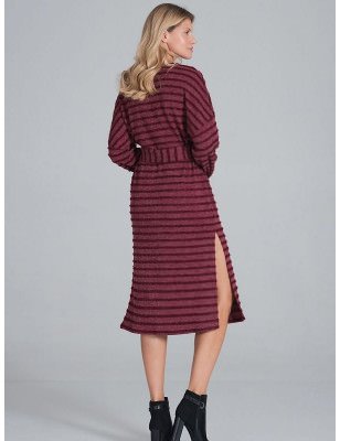 Cozy Winter Midi Dress - Long Sleeve, Half Round Neckline