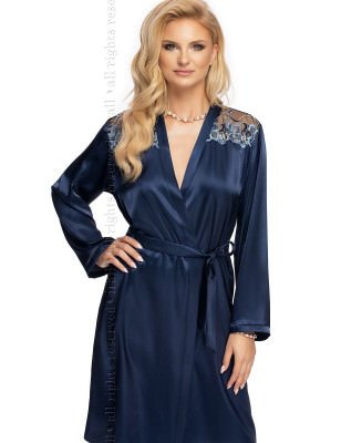 Elegant Satin Lace Trim Dressing Gown