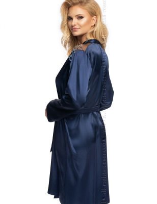 Elegant Satin Lace Trim Dressing Gown