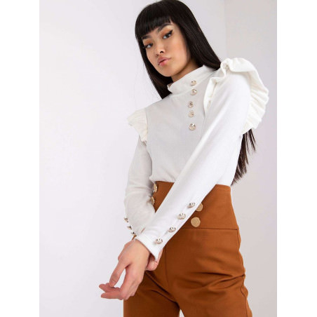 Straight Cut Velour Blouse Elegant Long Sleeves