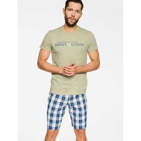 Men's Summer Pajama Set: Soft Cotton & Checkered Shorts