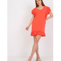 Short Sleeve Frill Dress with Zircon Detail