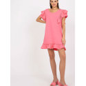 Short Sleeve Frill Dress with Zircon Detail