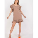 Short Sleeve Frill Dress with Zircon Detail