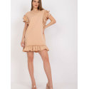 Short Sleeve Frill Dress with Zircon Detail