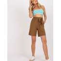 High-Waisted Cotton Shorts with Tied Waistband and Pockets