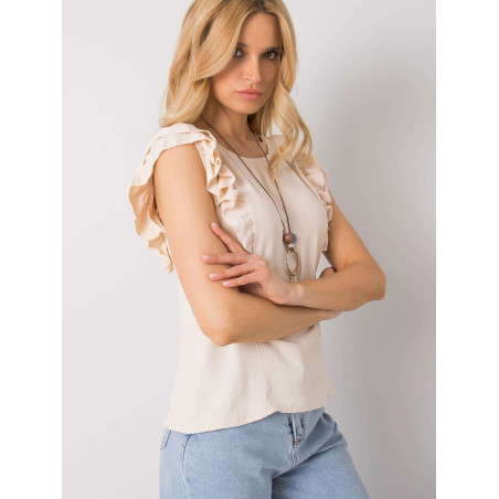 Elegant Frill Sleeve Blouse, Round Cut Out Back