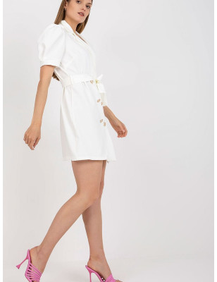 Elegant Button-Up Short Sleeve Tie Waist Dress