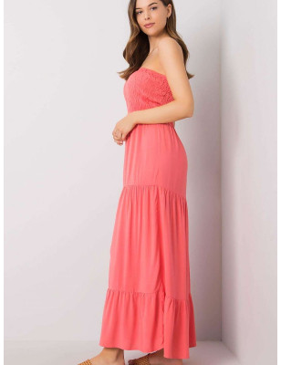 Summer Long Dress with Adjustable Elastics and Ruffled Hem