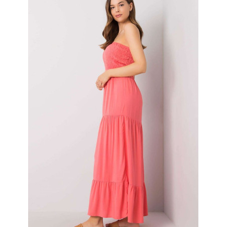 Summer Long Dress with Adjustable Elastics and Ruffled Hem