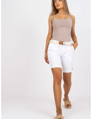 proZippered Shorts, Chic Cotton Blend with Braided Belt_Shorts for Women, Crop Pants