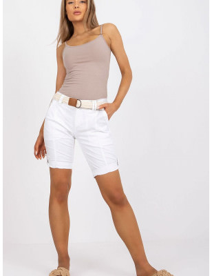 Zippered Shorts, Chic Cotton Blend with Braided Belt