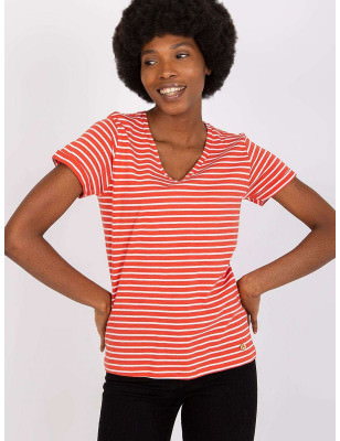 proStriped Heart Neckline T-Shirt_Women`s Tops, T-shirts, Singlets