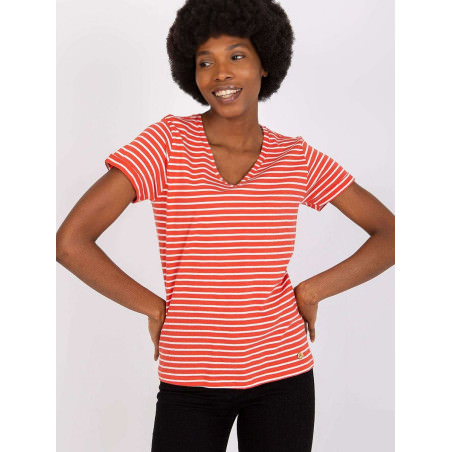 proStriped Heart Neckline T-Shirt_Women`s Tops, T-shirts, Singlets