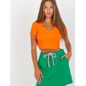 Elastic Waist Mini Skirt With Pockets