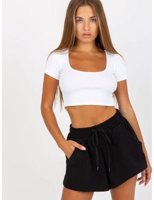 Wide Leg Shorts Elastic Waist Side Pockets