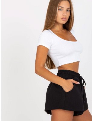 Wide Leg Shorts Elastic Waist Side Pockets