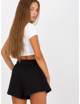 Wide Leg Shorts Elastic Waist Side Pockets