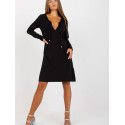 Deep V Neck Tie Back Long Sleeve Dress