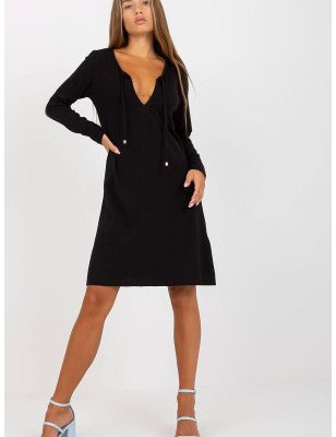 Deep V Neck Tie Back Long Sleeve Dress