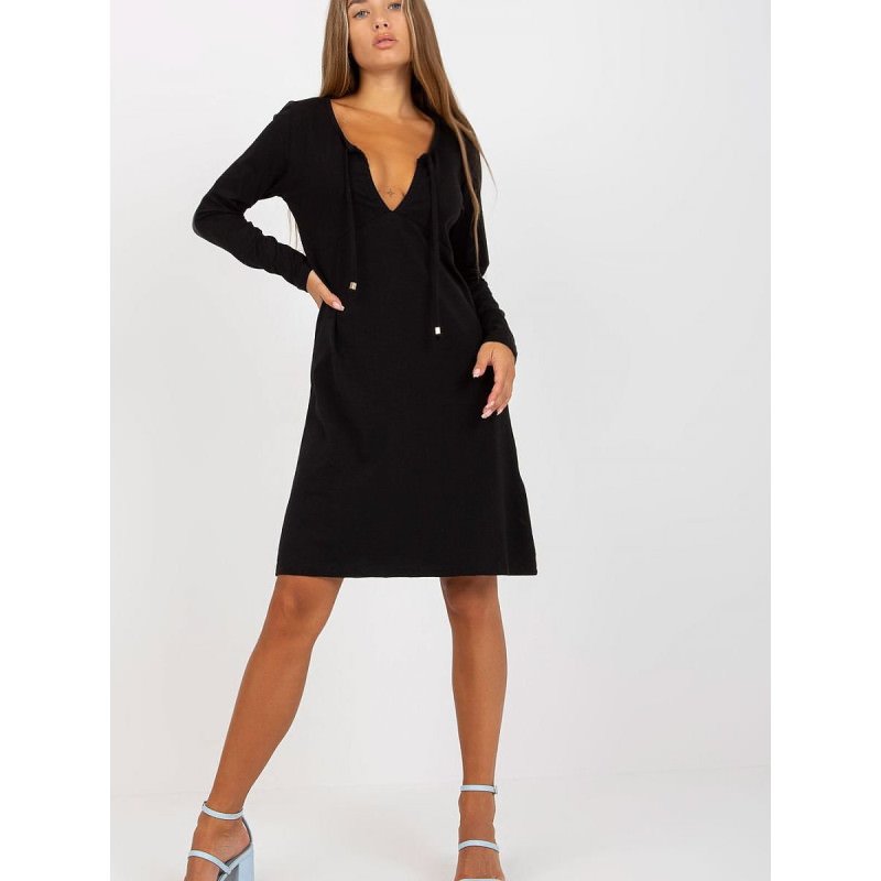 proDeep V Neck Tie Back Long Sleeve Dress_Day Dresses