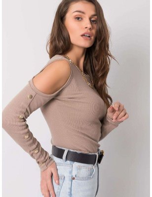 Fitted Ribbed Long Sleeve Blouse for Women