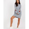 Embroidered Sleeve Tracksuit Dress Round Neck Comfortable Fit