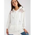 Women's Embroidered Zippered Sweatshirt Cozy Hood Pocket