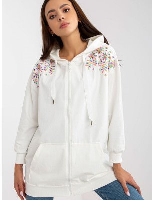 Women's Embroidered Zippered Sweatshirt Cozy Hood Pocket